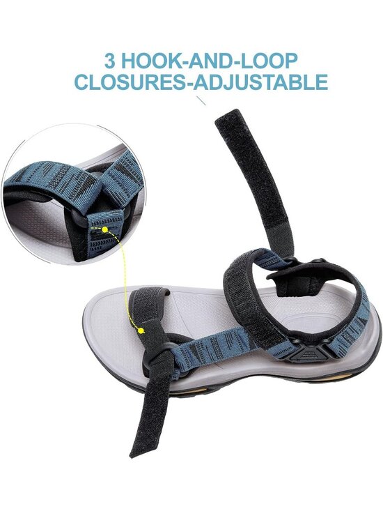 Mens Light Blue Black Arch Support Open Toe Waterproof Hiking Sport Sandal Shoes main image 4
